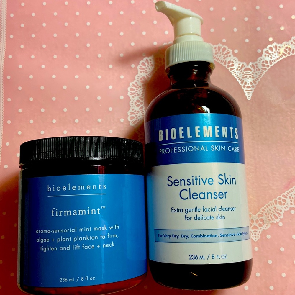 Bioelements Firmamint Mask 8 oz and Sensitive Skin Cleanser 8 oz Bundle NEW